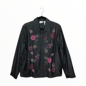 Breckenridge Denim Black with Pink Flowers Size L